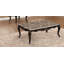 Table basse transitionnelle, plateau en marbre, pieds en cabriole, finition noyer foncé | Idée de cadeau