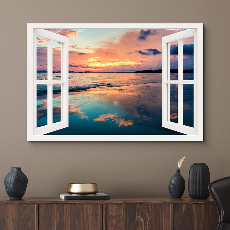 Fenêtre de la fenêtre «Vue de la fenêtre Neon Tropical, H 16 po x l 24 po