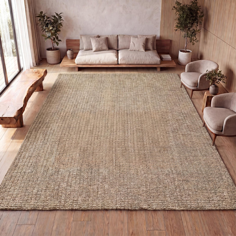 Tapis ivoire clair en jute tissé à la main Pata, Rectangle 12 pi x 15 pi