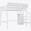 Twin Size Loft Bed With Stairs, Metal Full Loft Bed With Storage Shelves, High Loft Bed With Wardrobe For Kids Teens,White