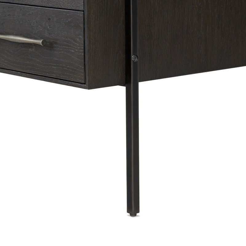 Bina Computer Desk, Charcoal Oak/Black