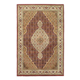 Canvello Fine Hand Knotted Silk & Wool Tabriz Design Rug - 4'2'' X 6'2''