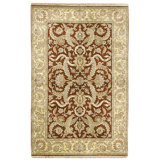 Hand Knotted Wool Area Rug in Red And Gold