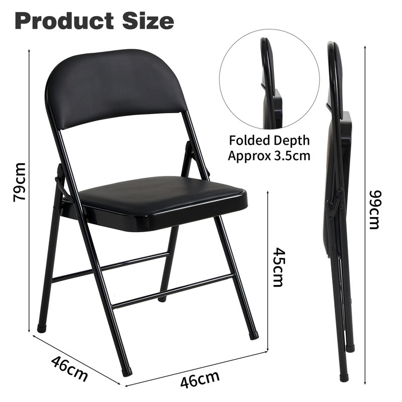 Crume Folding Chair (set of 4), Black