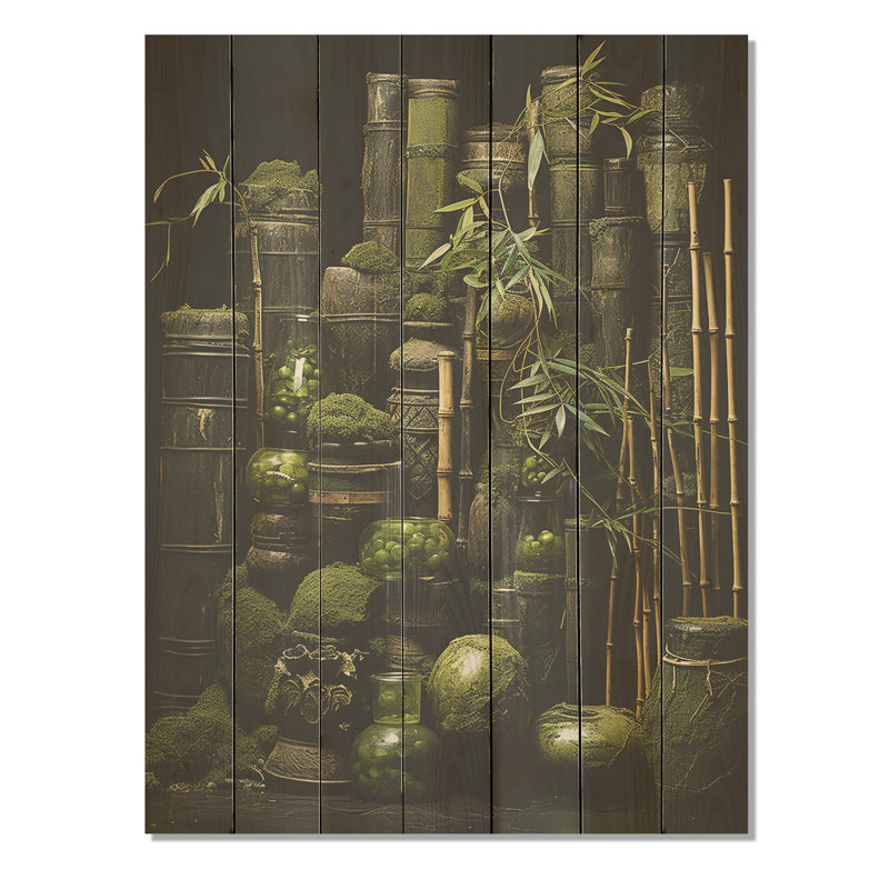 Tranquil Greenery Bamboo Oasis I - Impression sur bambou sur bois, H 20 po x l 10 po