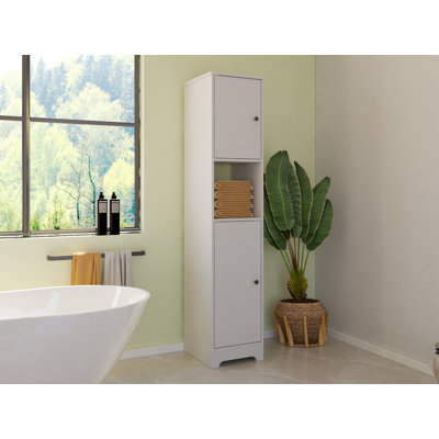 Armoire à double porte en lin Yaka avec 4 tablettes intérieures et tablette ouverte