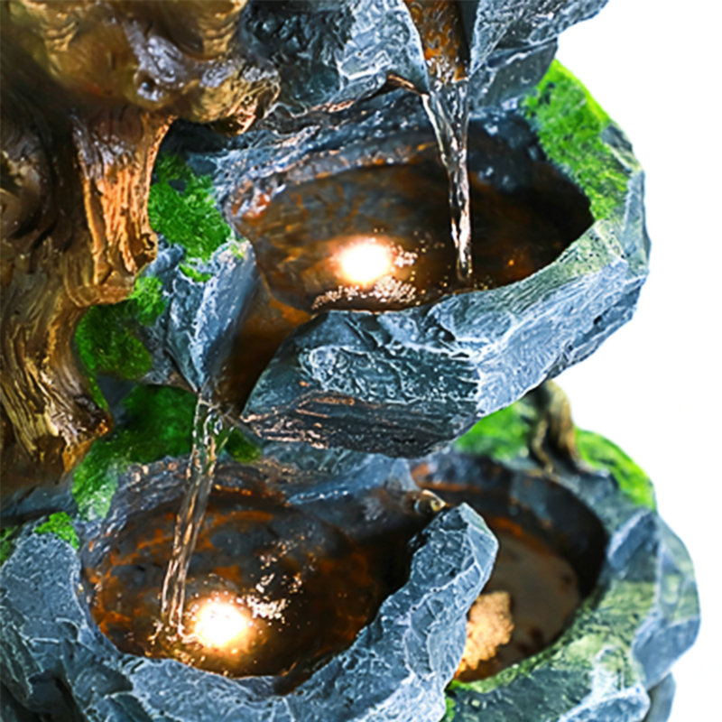 Weather Resistant Sculptural Fountain with Lights
