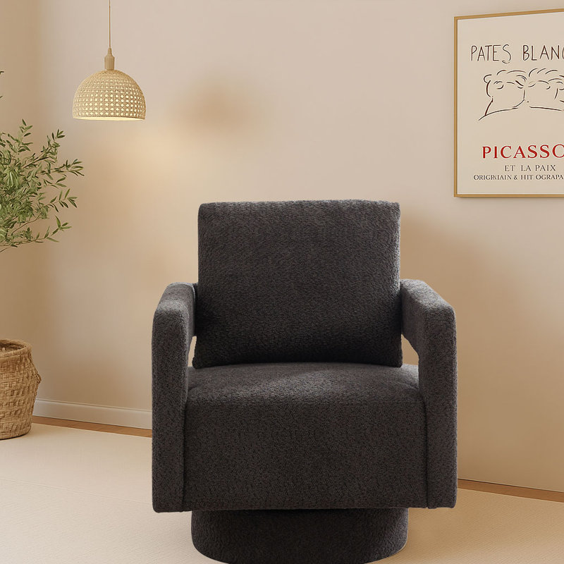 Fauteuil d'appoint en tissu Boucle, Gris anthracite