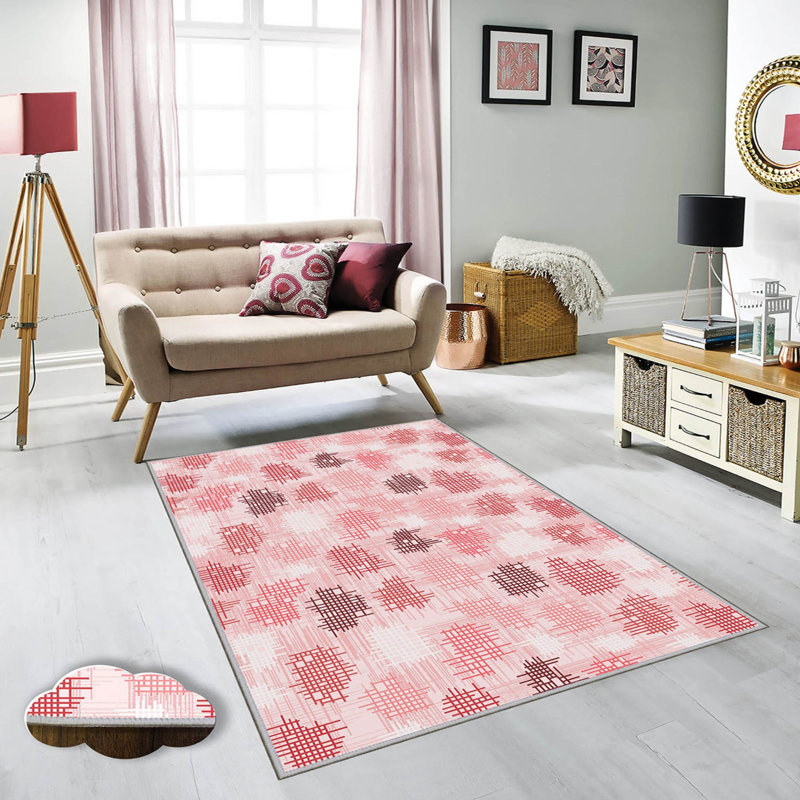 Tapis de couloir élégant, 2,6 x 6,6 pieds, 100% polyester, hauteur des poils de 0,3 po | Pois antibactérien et antidérapant en feutre de PVC | Impression numérique 3D, lavable à la machine, idéale pour les vestibules et les espaces de vie