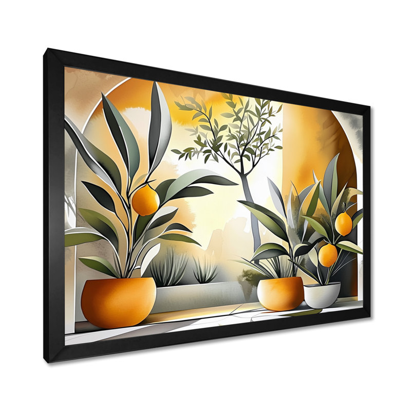 Citrons de Méditerranée I - Tableau botanique encadré pour la cuisine, H 12 po x l 20 po, Black Picture Framed