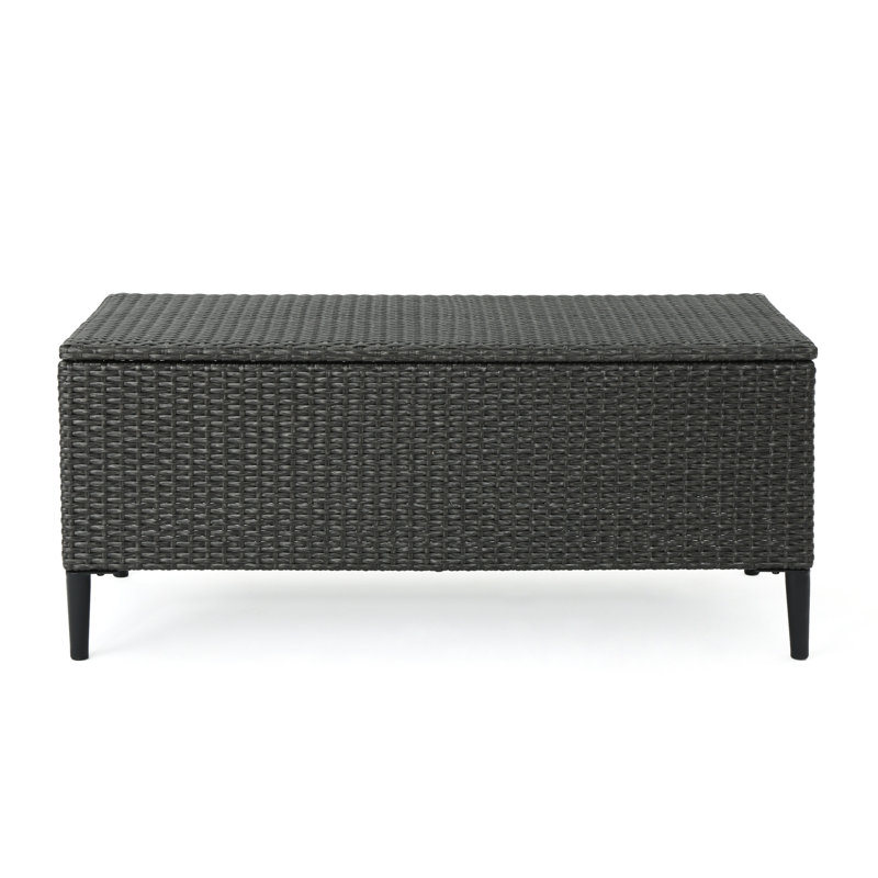 Coffre de rangement gris pour accessoires de piscine et ustensiles de service