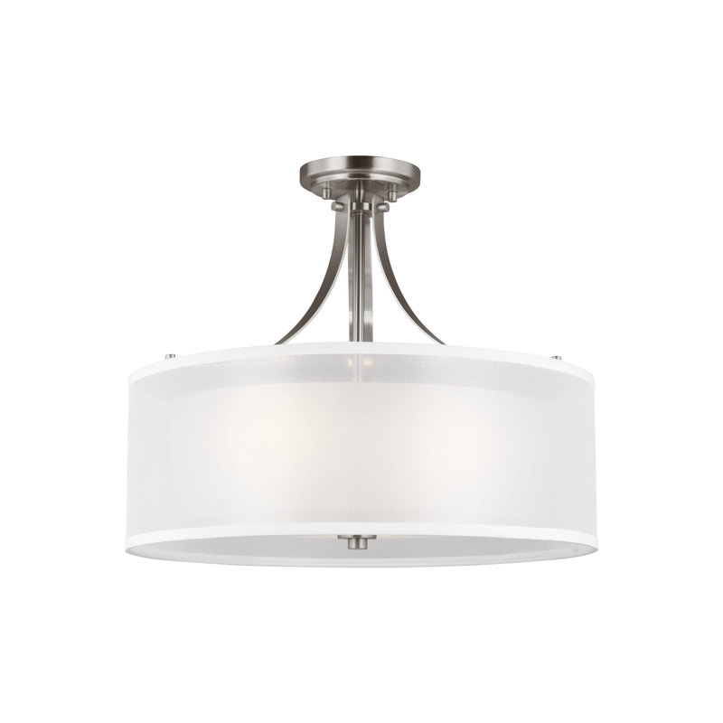 Plafonnier semi-encastré à trois lumières Elmwood Park de Génération Lighting , Nickel brossé, Non