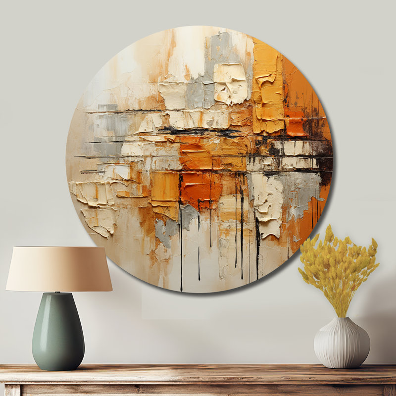 Chineka - art abstrait rond en métal, H 16 po x l 16 po x P 1 po