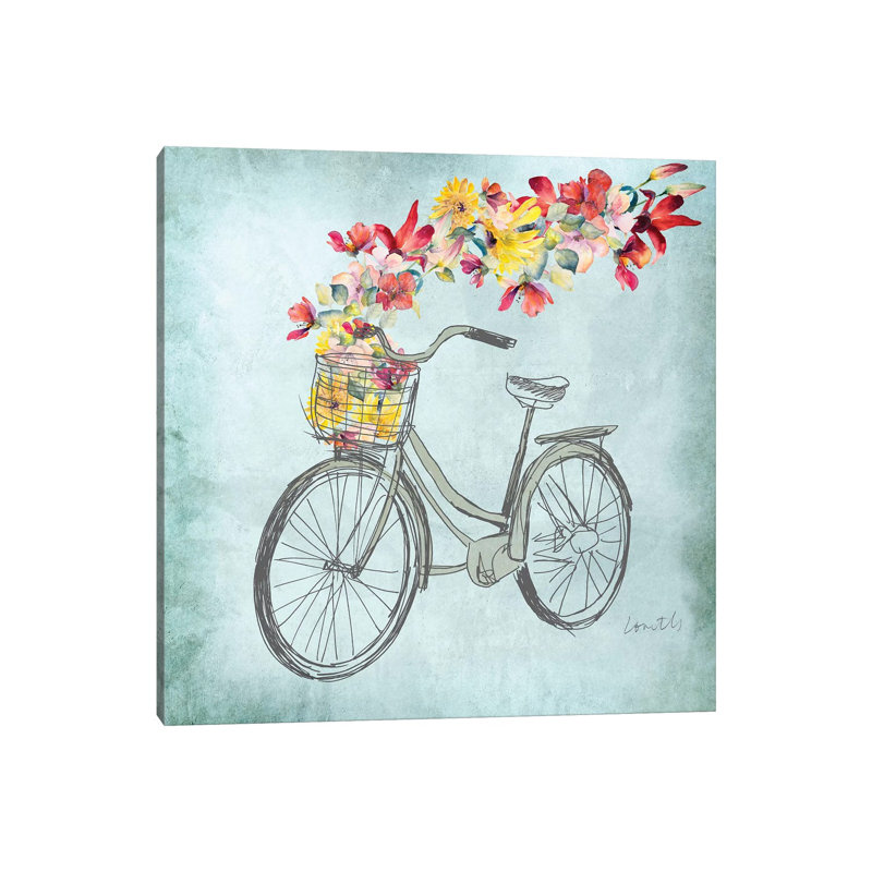 Floral Day Bike I by Lanie Loreth - Wrapped Canvas Painting, 30.48 cm H x 30.48 cm W
