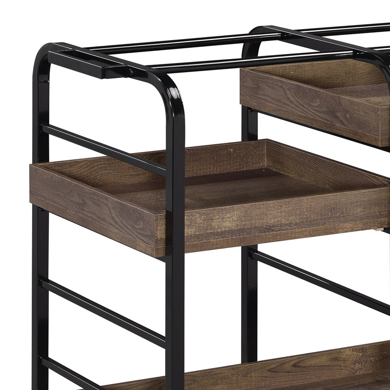 Serving Cart, Black/Walnut 