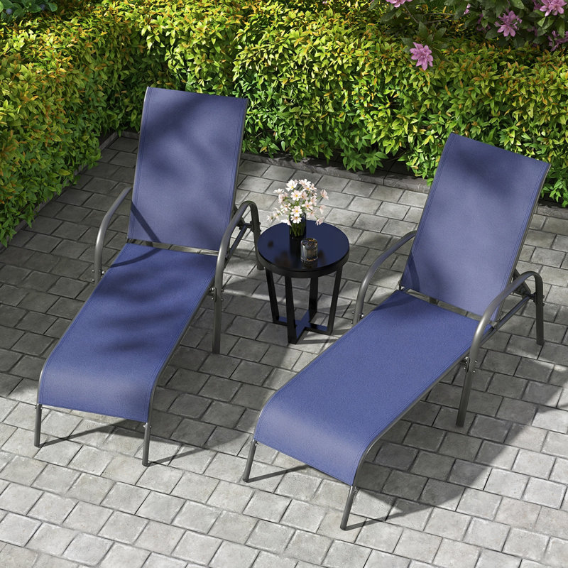 Chaise longue de patio 2 pièces Ebern Designs