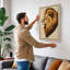 Noble Lion Rustic - Wrapped Canvas-1821505160-1821505165