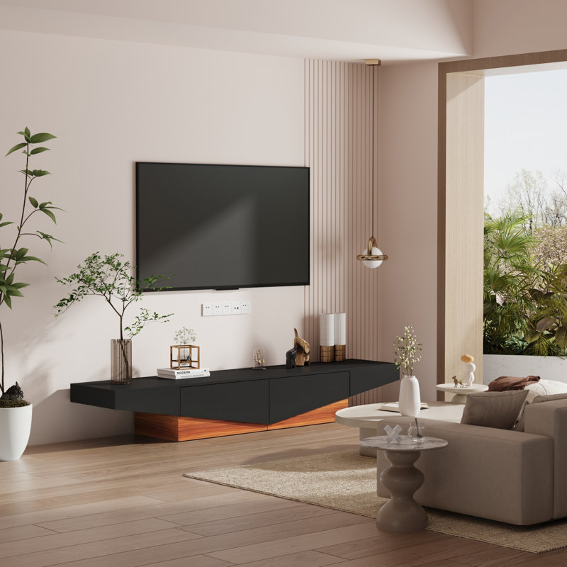 Meuble télé avec rangement l 78,7 po Bradden, Noir / brun