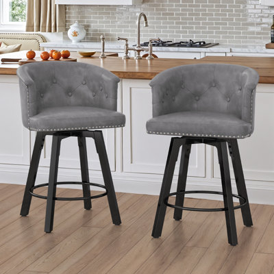 Swivel Upholstered Counter Stool With Metal Frame,