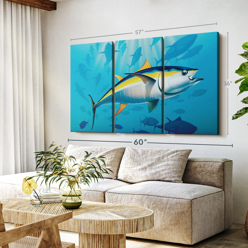 «Shoal Of Yellowfin Tuna» sur toile, H 36 po x l 57 po