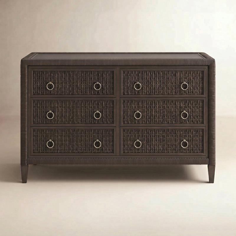 Commode 6 tiroirs Monterey, Oui, Nickel satiné, Truffe