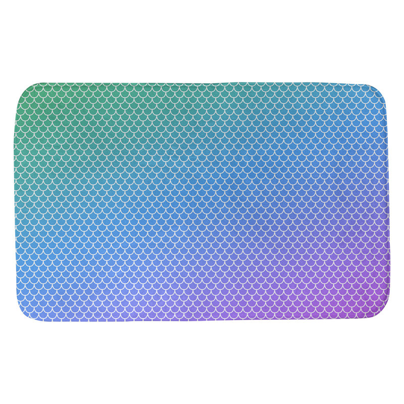 Tapis de bain antidérapant rectangulaire à écailles de sirène bueschel, l 17 po x L 24 po, Bleu / Vert / Mauve