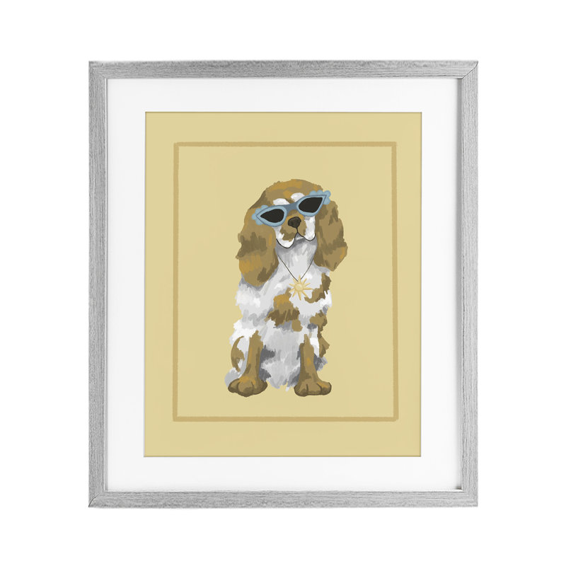 «Coolest Dog & Sun Sun», impression encadrée sous verre, conception de Sadie Harper, Cadre de ferme gris, H 21 po x l 17 po