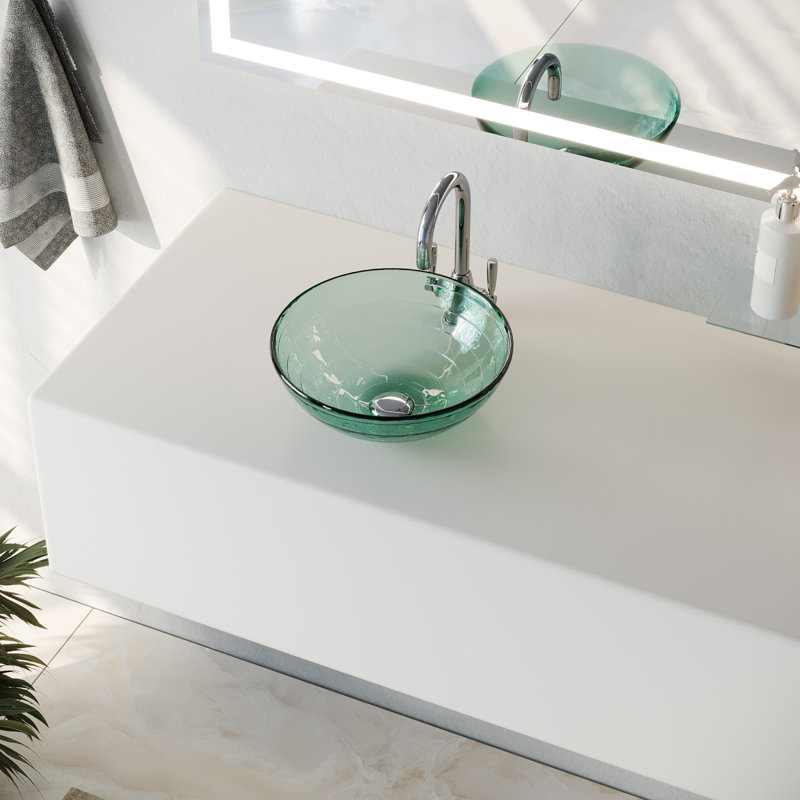 The Renovators Supply Inc. 12'' Tempered Glass Circular Bathroom Sink
