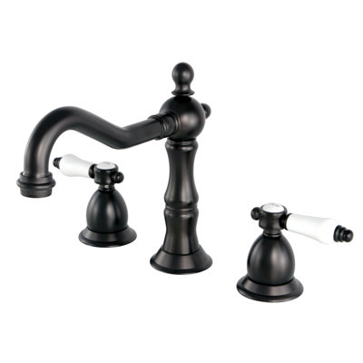 Kingston Brass Bel-Air Two-Handle 3-Hole Deck Mount Widespread Bathroom Faucet with Brass Pop-Up Drain