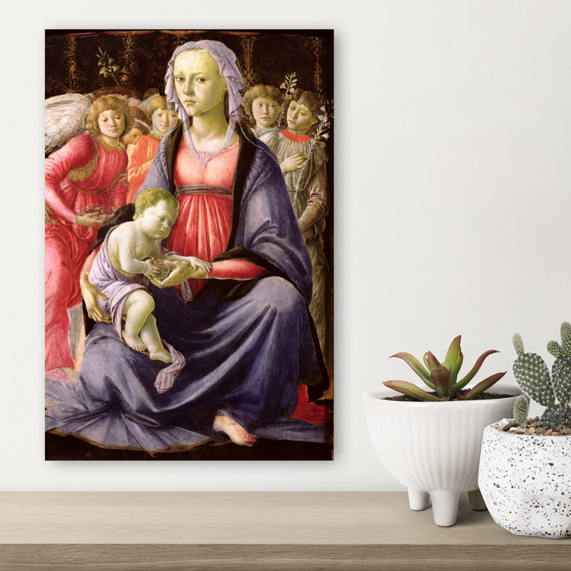 The Virgin And Child Surrounded By Five Angels Abstract Contemporary Portrait Wall Art Print, 45.72cm H x 30.48cm W
