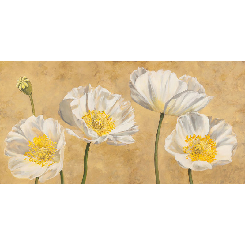 Poppies On Gold by Luca Villa - Wrapped Canvas Painting, 35cm H x 70cm W x 4cm D