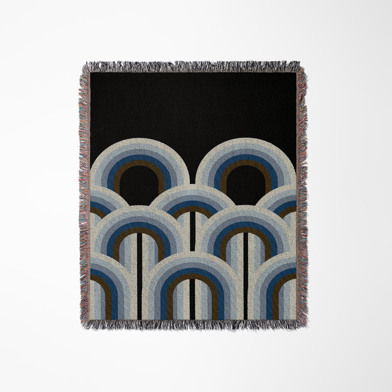 Jeté en mélange de coton Farni, Bleu, L 80 po x l 60 po