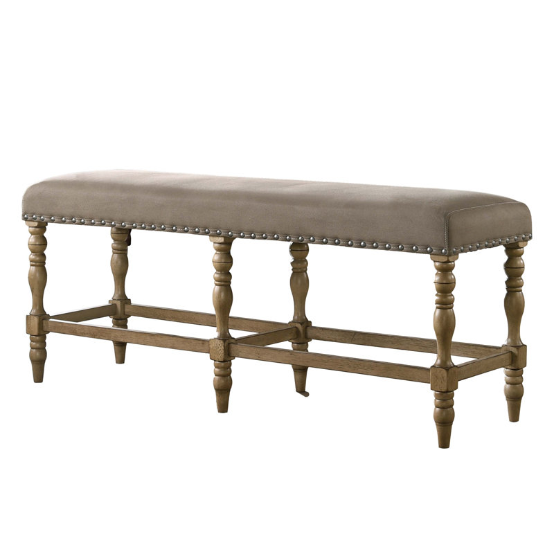 Banc rembourré à hauteur de comptoir en microfibre avec finition cloutée Birmingham