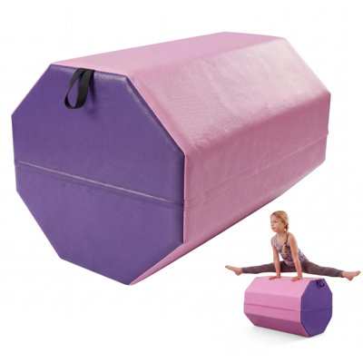 Octagon Gymnastics Mat 19x19x23", Home Tumbling Mat with High-Density Foam & Waterproof Cover, Skill Shape Backbend Trainer for Cheerleading Martial Arts, Pink