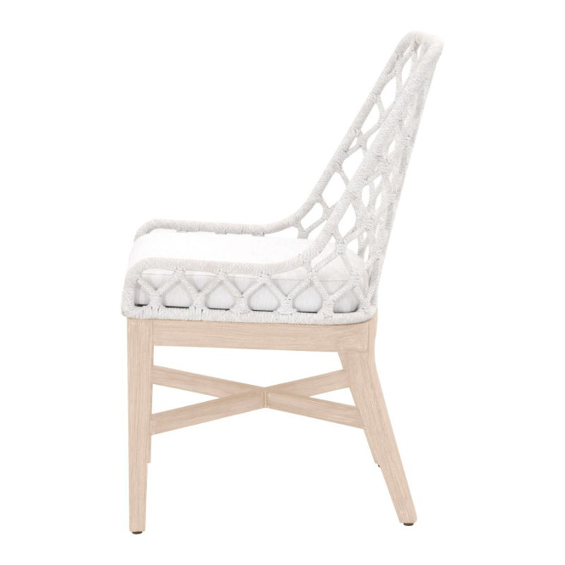 Lattis Wood Premium All-Weather Wicker Outdoor Dining Side Chair with Cushion
