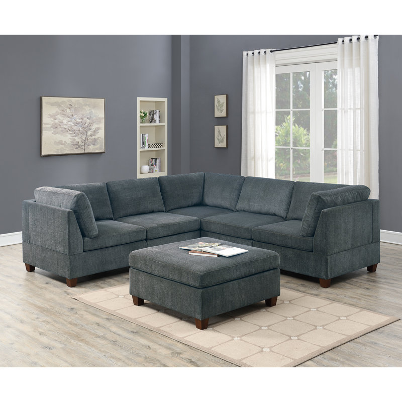 Gautham Upholstered Sectional Symmetrical, Gray Chenille