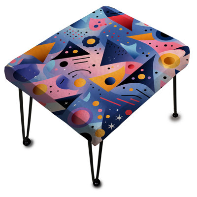 Multicolor Funky Cool Geometric Triangle Pattern - Geometric Rectangle Ottoman