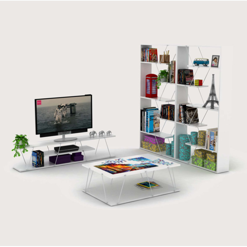Furnish Home Store Wood Frame Etagere Open Back 6 Shelves Bookcase Industrial Bookshelf for Office and Living Rooms Modern Bookcases Large Bookshelf Organizer