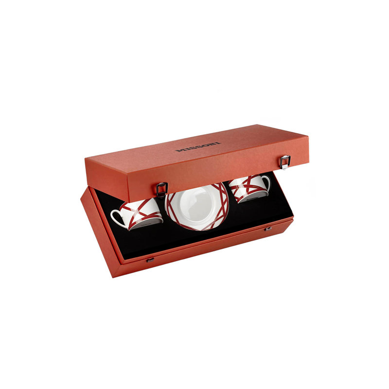 Missoni Tea Cup & Saucer Nastri Multicolor  Diam. 3.3", H 2.3", Cap. 7.5 Oz, Saucer Dim. 6", 2, Red