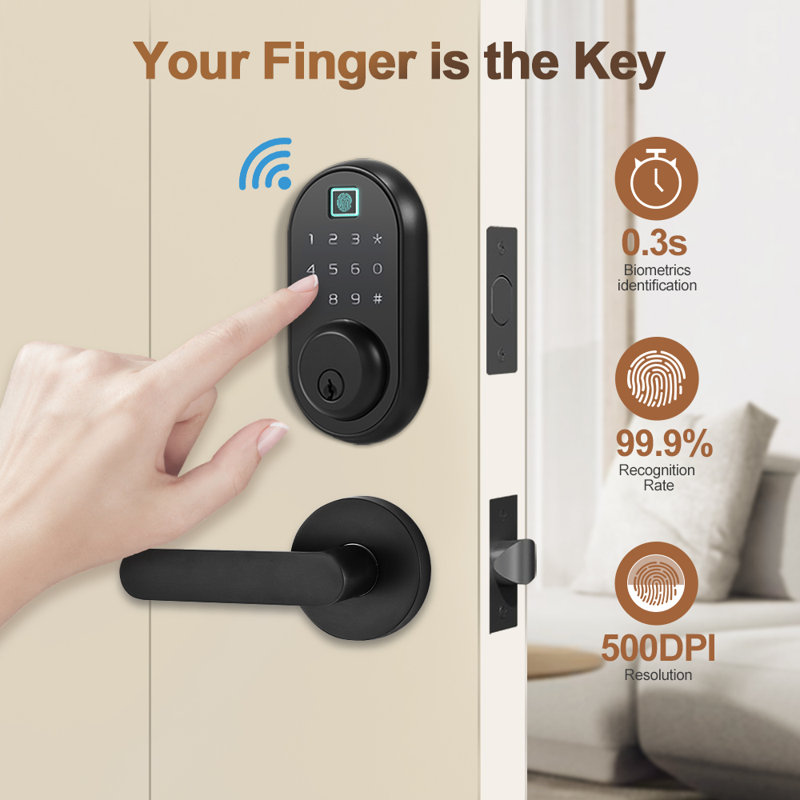 HMI Smart Locks (Built-In Wifi) With Lever Handle - Wayfair Canada