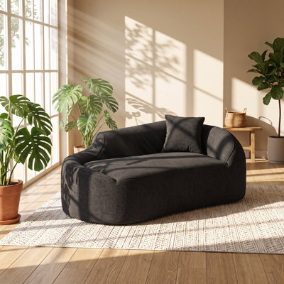 LingYu 68.11" W x 38.19" D x 25.99" H Chenille Foam Curved Chaise Longue Sleeper Sofa