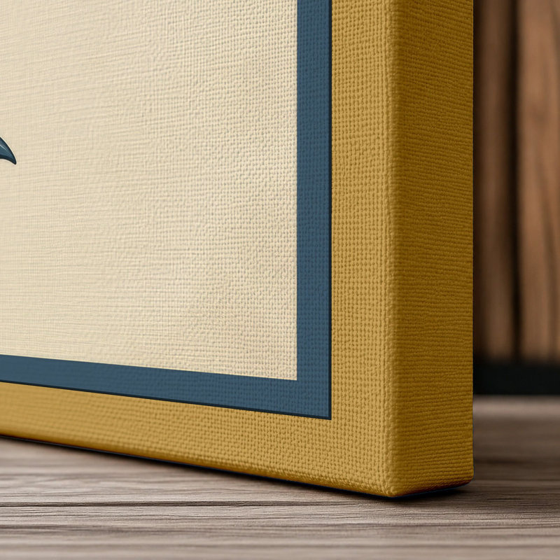 Leaping Dolphin Coastal - Wrapped Canvas, 30x20 - 76.2 x 50.8 cm, Ochre Border