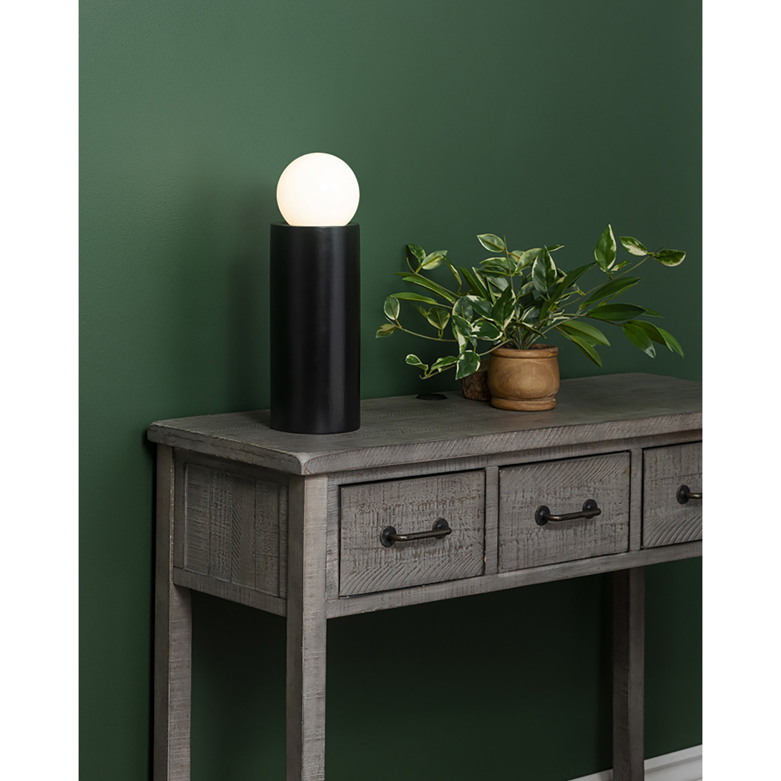 Rachid Ceramic Torchiere Lamp, 16.5" H x 5.5" W x 5.5" D, Carbon Matte Black