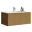 Meuble-lavabo rayé en chêne naturel avec lavabo à surface solide blanc, meuble-lavabo mural flottant pour salle de bain moderne, lavabo une pièce sans drain, pré-assemblé