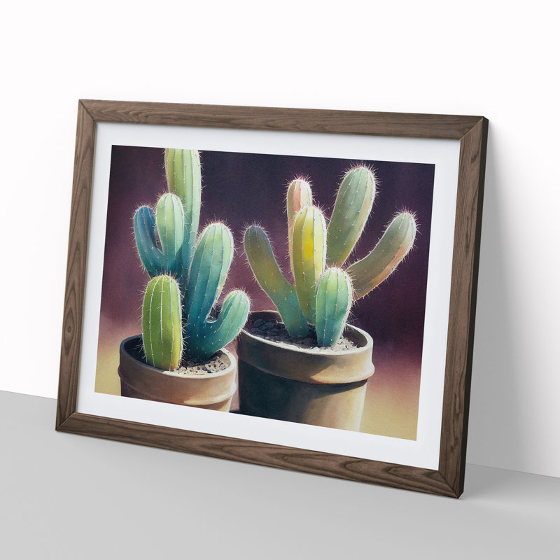 XH1022-9707X Vivid Cactus - Single Picture Frame Print, 34cm H x 46cm W, Brown