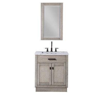 Chestnut 30" Carrara White Marble Countertop Bath Vanity with Mirror