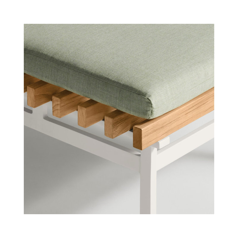 Perch Outdoor Teak Ottoman, White, Sunbrella Oasis