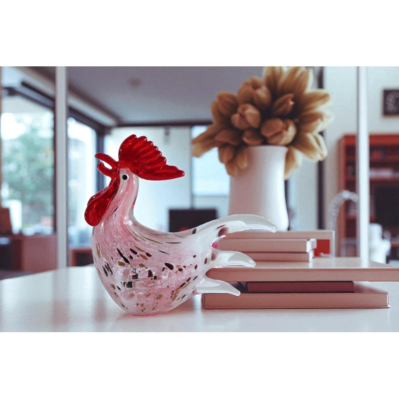 Figurine coq en verre soufflé à la main 8 po x 4 po x H 8 po
