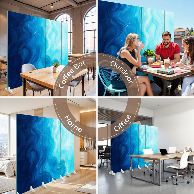 Paravent 6 panneaux à cloison pliable Royal Abstract Ocean Waves, 6, 71" H x 96" W x 1" D
