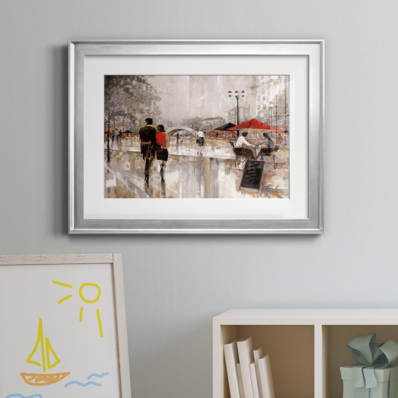 New York Romance - Reproduction d'art sur toile encadrée, H 22,5 po x l 30,5 po x P 1,5 po, Argent